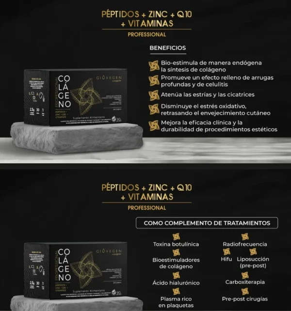 Colágeno Hidrolizado + Péptidos + Zinc +Q10 + Vitaminas.