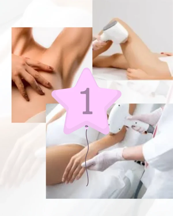 1 sesión depilación Láser 3 zonas (axilas + piernas + brazos completos).